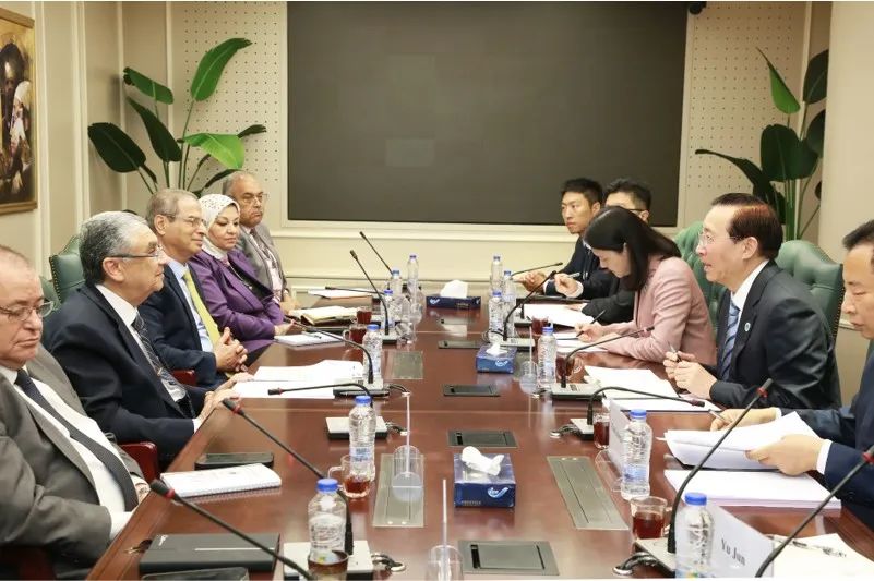 國家電網(wǎng)董事長辛保安與埃及電力部部長沙赫爾、中國駐埃及大使廖力強會談